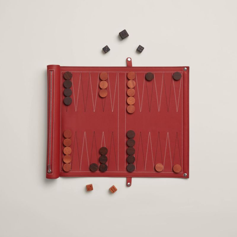 Paris-Louxor foldable backgammon game - Red | Hermès USA